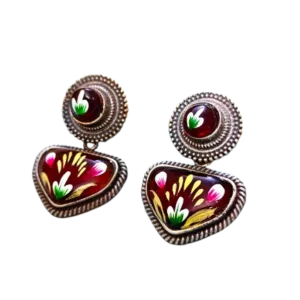 Hand Painted Heart Earrings