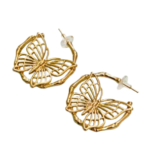 Golden Butterfly Hoops