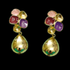 Golden Hanging Pearl Flower Earrings